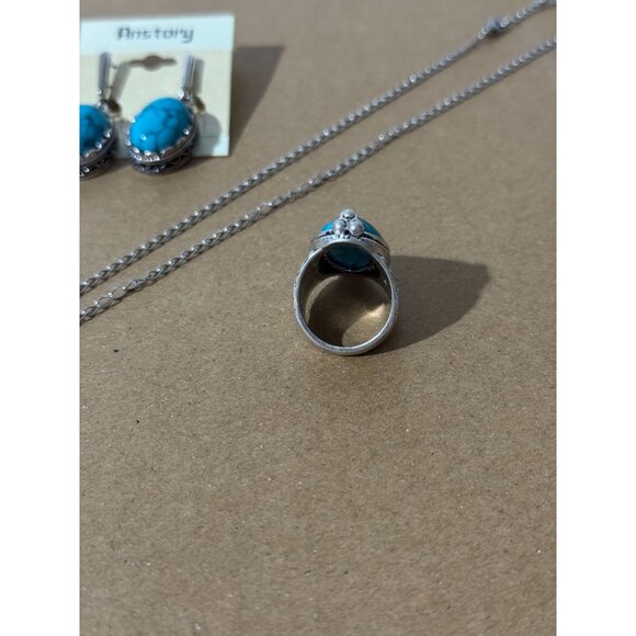 Beonon Turquoise Elegance Jewelry Set – Pendant Necklace, Earrings & Ring - Picture 4 of 6